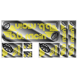 BB Racin - Yellow on Chrome BMX decal set - Old school bmx - Bmx Products AU