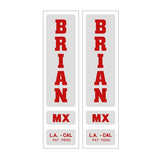 Brian MX - MX Forks Red and White decal set - old school bmx - Bmx Products AU