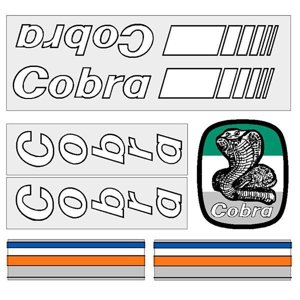 Cobra - White stripes decal set - Old school bmx - Bmx Products AU