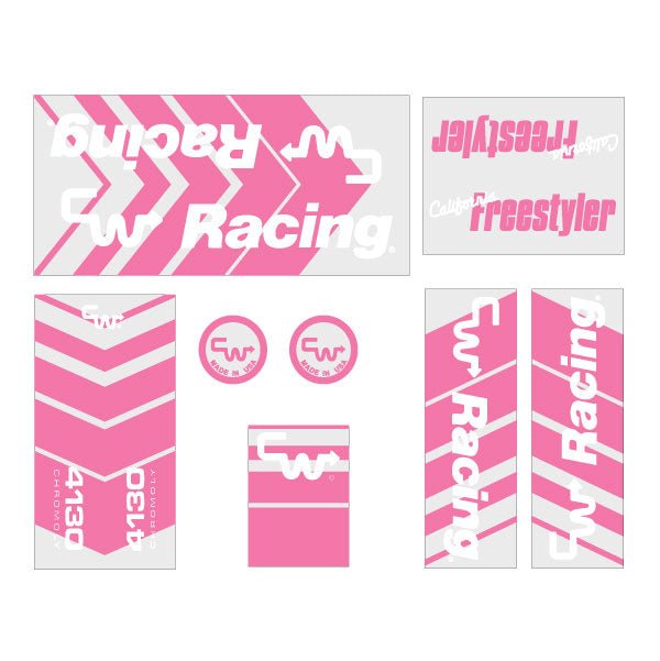 CW - California Freestyler - Pink on Clear decal set - old school bmx - Bmx Products AU