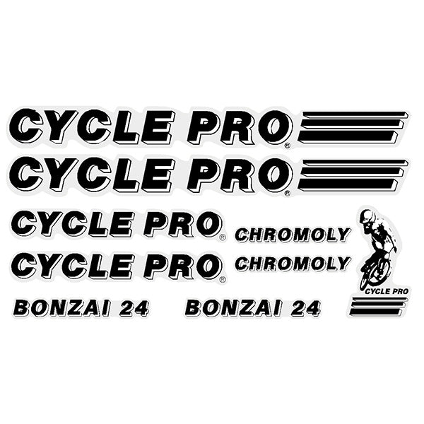 Cycle Pro - Bonzai 24 - Black decal set - old school bmx - Bmx Products AU
