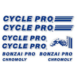 Cycle Pro - Bonzai Pro - Blue decal set - old school bmx - Bmx Products AU