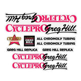 Cycle Pro - GREG HILL Replica - Fluro Pink decal set - old school bmx - Bmx Products AU