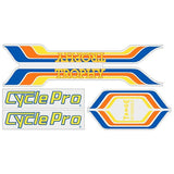 Cycle Pro - TROPHY - Blue Orange decal set - old school bmx - Bmx Products AU
