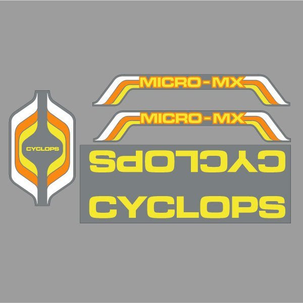 Cyclops - Micro MX 16" Orange Yellow BMX - decal set - old school bmx - Bmx Products AU