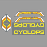 Cyclops - Micro MX 16" Orange Yellow BMX - decal set - old school bmx - Bmx Products AU