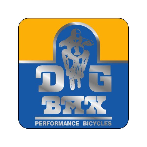 DG BMX Performance Yellow & Blue decal - Old school bmx - Bmx Products AU
