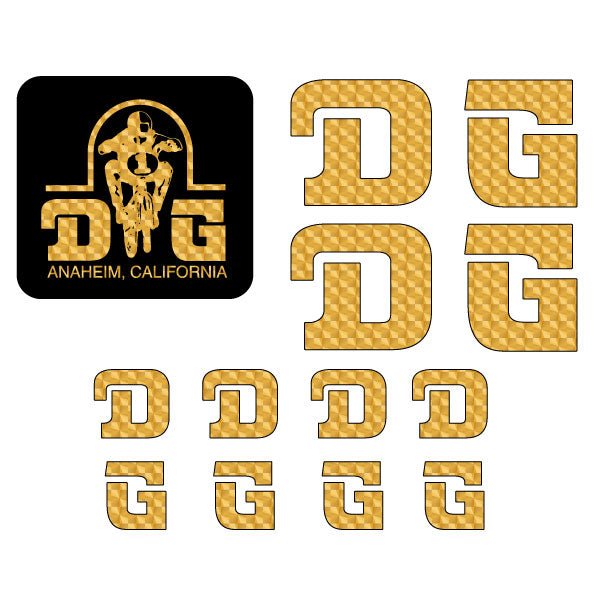 DG - CURVED D decal set - GOLD PRISM - Old school bmx - Bmx Products AU