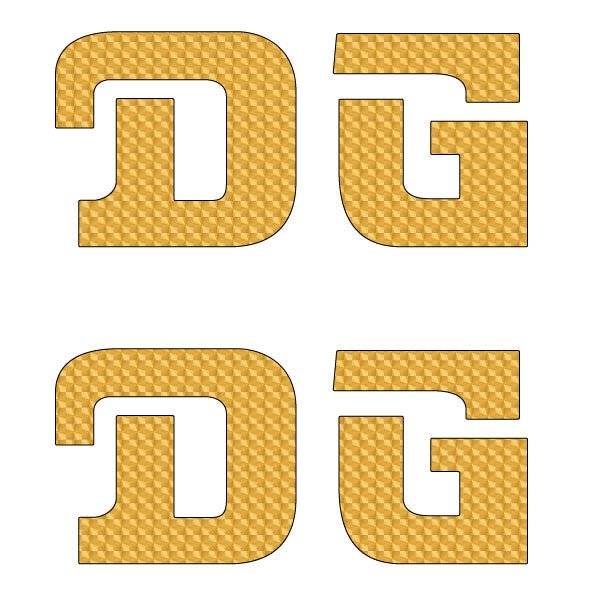 DG gusset CURVED D decal pair GOLD - Old school bmx - Bmx Products AU