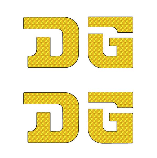 DG gusset STRAIGHT D decal pair YELLOW - Old school bmx - Bmx Products AU