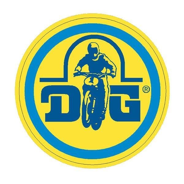 DG MX yellow/blue round decal - Old school bmx - Bmx Products AU