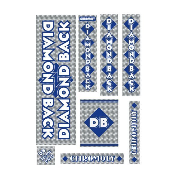 Diamond Back - 1981 - 82 Medium Pro Blue DB decal set - Old school bmx - Bmx Products AU