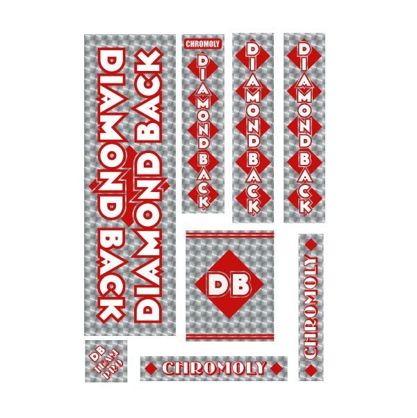 Diamond Back - 1981 - 82 Medium Pro Red DB decal set - Old school bmx - Bmx Products AU