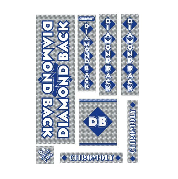 Diamond Back - 1981 - 82 Mini Pro Blue DB decal set - Old school bmx - Bmx Products AU
