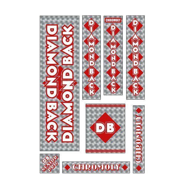 Diamond Back - 1981 - 82 Senior Pro red DB decal set - Old school bmx - Bmx Products AU
