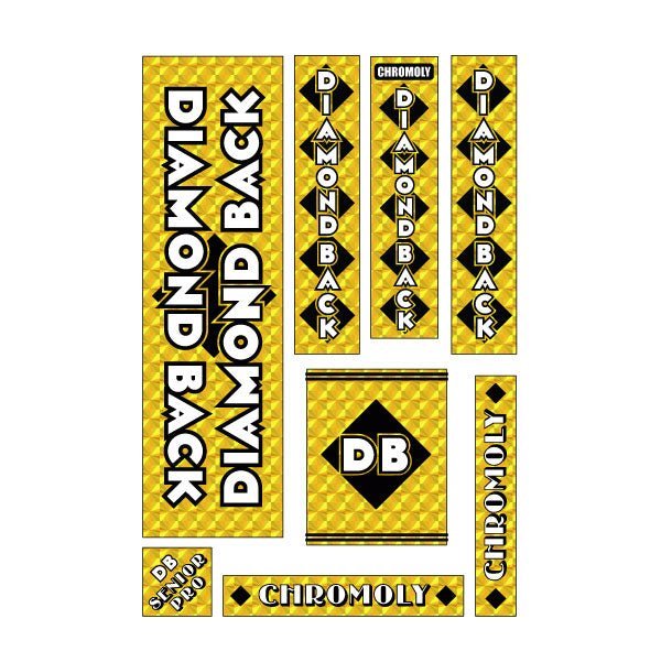 Diamond Back - 1981 - 82 Senior Pro - team GOLD DB decal set - Old school bmx - Bmx Products AU