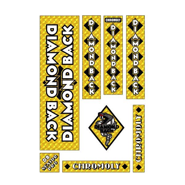 Diamond Back - 1981 - 82 Senior Pro - team GOLD snake decal set - Old school bmx - Bmx Products AU