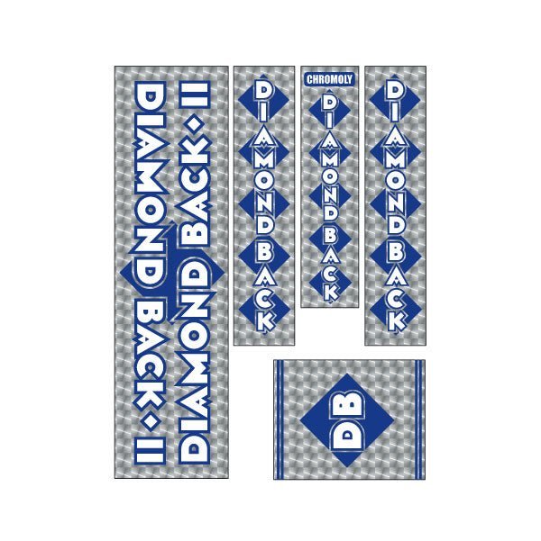 Diamond Back - 1982 - 83 DBII Silver Streak BLUE DB - decal set - Old school bmx - Bmx Products AU