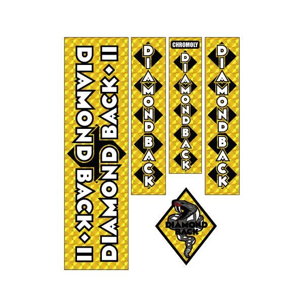 Diamond Back - 1982 - 83 DBII Silver Streak - team GOLD Snake decal set - Old school bmx - Bmx Products AU