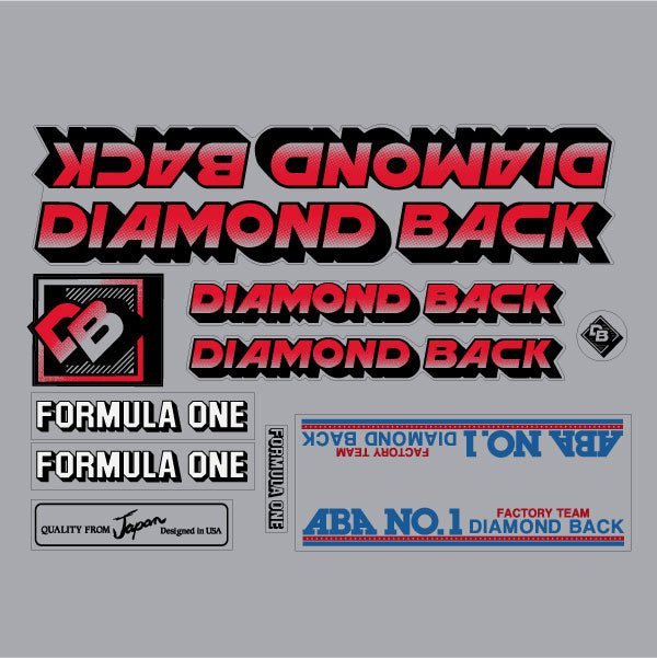 Diamond Back - 1984 Formula One - RED - for chrome frame decal set - Old school bmx - Bmx Products AU