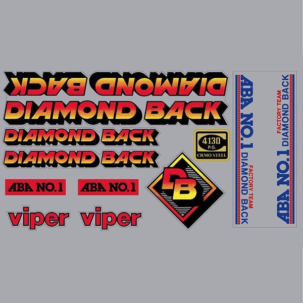 Diamond Back - 1984 VIPER - RED YELLOW - on CLEAR decal set - Old school bmx - Bmx Products AU