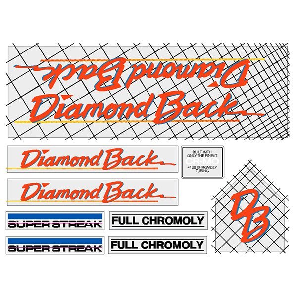 Diamond Back - 1985 Super Streak - Orange for chrome frame decal set - Old school bmx - Bmx Products AU