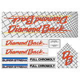 Diamond Back - 1985 Super Streak - Orange for chrome frame decal set - Old school bmx - Bmx Products AU