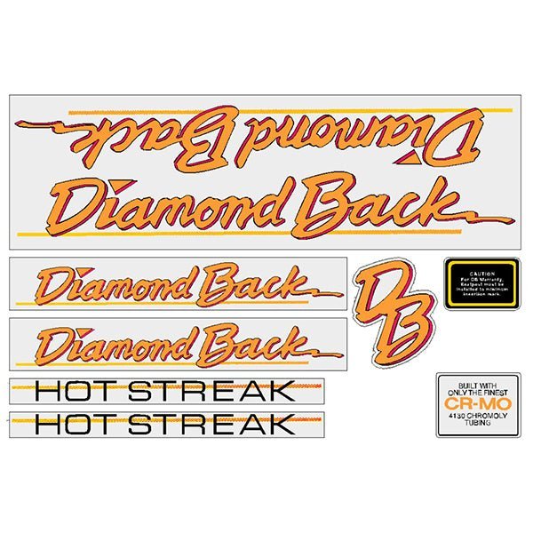 Diamond Back - 1986 Hot Streak - for grey frame decal set - Old school bmx - Bmx Products AU
