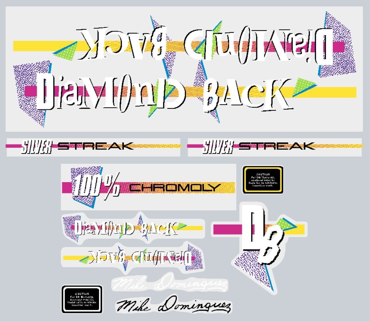 Diamond Back - 1987 Silver Streak - decal set - Old school bmx - Bmx Products AU