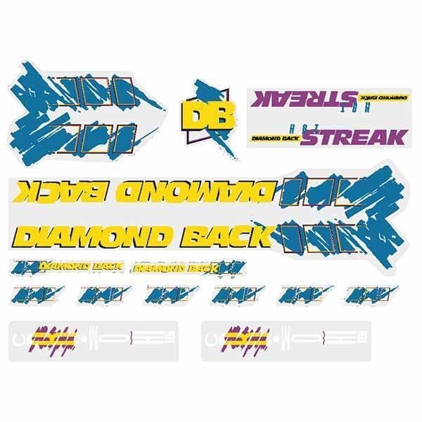 Diamond Back - 1988 Hot Streak Blue yellow decal set - Old school bmx - Bmx Products AU