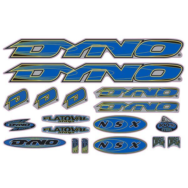 DYNO - 2000 NSX blue yellow decal set - old school bmx - Bmx Products AU