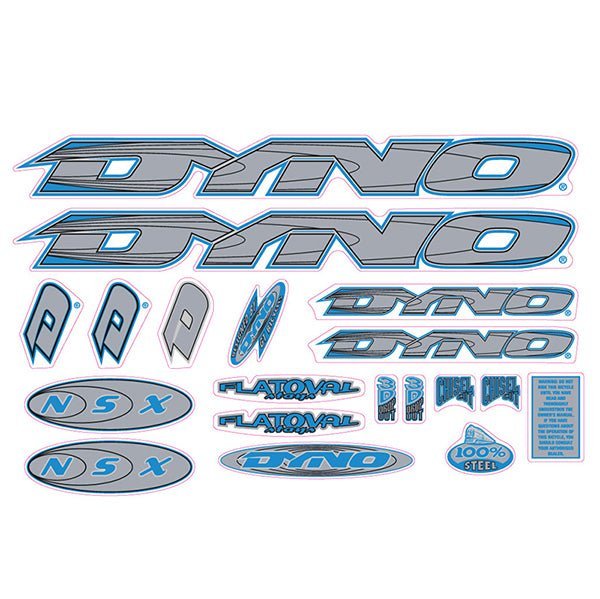 DYNO - 2000 NSX silver blue decal set - old school bmx - Bmx Products AU