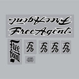 Free Agent - 84 - 89 - Black & White outline SHORT FORK on clear decal set - old school bmx - Bmx Products AU