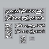 Free Agent - 84 - 89 - White & Black outline on clear decal set - old school bmx - Bmx Products AU