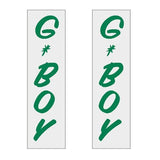G - BOY Script - GREEN Vertical decal pair - old school bmx - Bmx Products AU