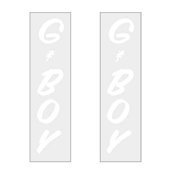G - BOY Script - WHITE Vertical decal pair - old school bmx - Bmx Products AU