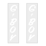 G - BOY Script - WHITE Vertical decal pair - old school bmx - Bmx Products AU