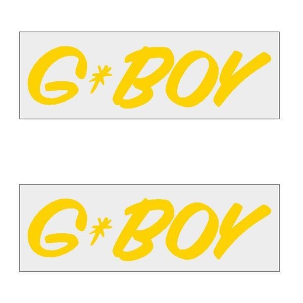 G - BOY Script - YELLOW Horizontal decal pair - old school bmx - Bmx Products AU