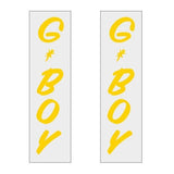 G - BOY Script - YELLOW Vertical decal pair - old school bmx - Bmx Products AU