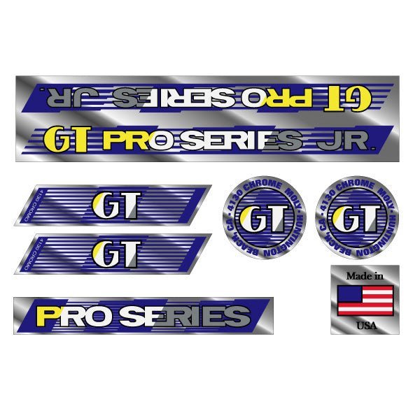 GT - 1987 Pro Series JR - Chrome - decal set - Old school bmx - Bmx Products AU