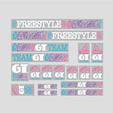 GT - 1989 Pro Freestyle TOUR TEAM - White on Clear decal set - Old school bmx - Bmx Products AU