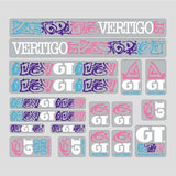GT - 1989 Vertigo - White on Clear decal set - Old school bmx - Bmx Products AU