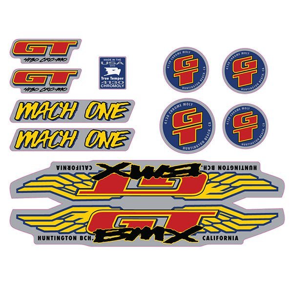 GT - 1993 Mach One - Chrome decal set - Old school bmx - Bmx Products AU