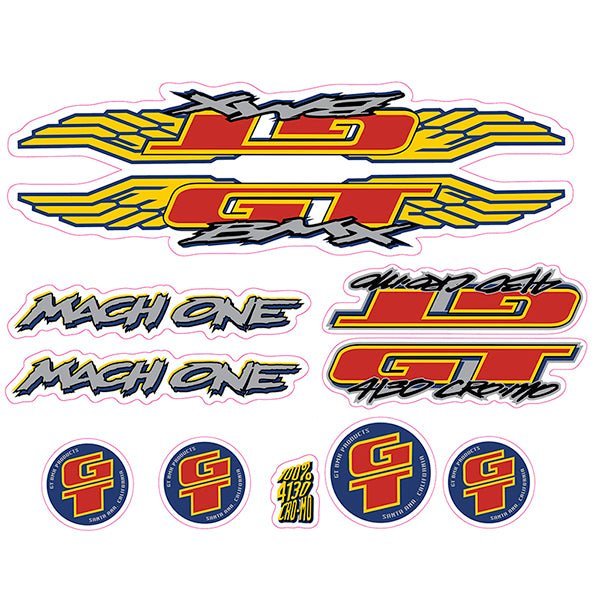 GT - 1995 Mach One - For Red frame - decal set - Old school bmx - Bmx Products AU