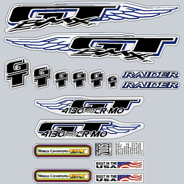 GT - 1997 Raider for Silver frame - decal set - Old school bmx - Bmx Products AU