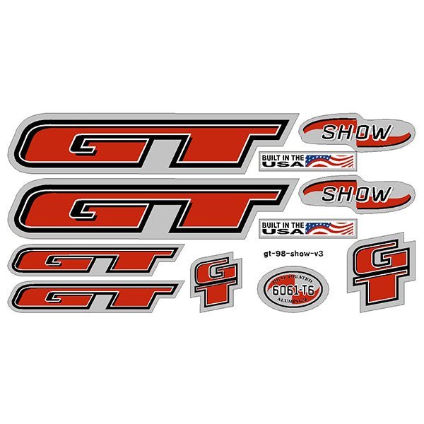 GT - 1998 Show - decal set on chrome - Old school bmx - Bmx Products AU