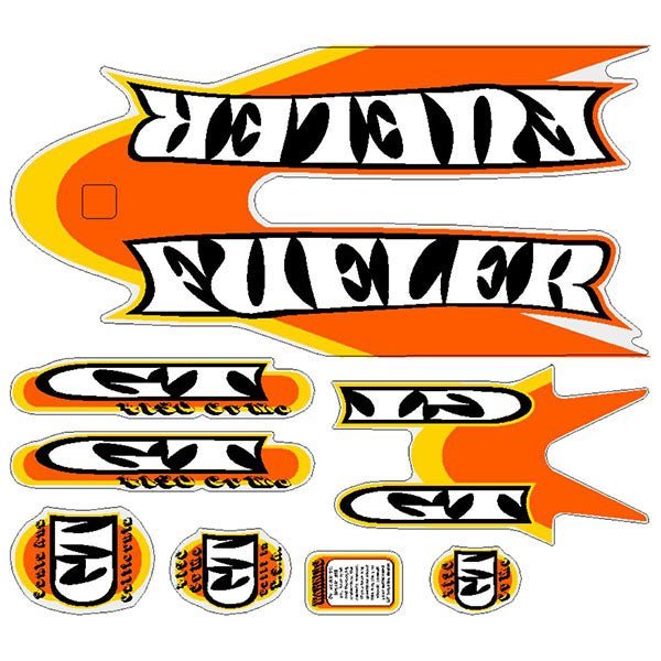 GT - 1999 Fueler - Orange Yellow decal set - Old school bmx - Bmx Products AU