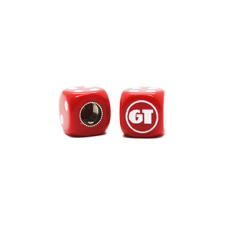 GT - Dice Tire Valve Caps (Pair) - Red - old school bmx - Bmx Products AU