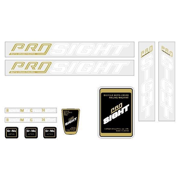 Hattori - Pro sight WHITE GOLD decal set - Old school bmx - Bmx Products AU