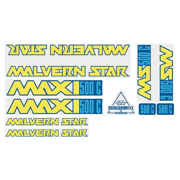 Malvern Star - Maxi 500c - YELLOW - BLUE - decal set - old school bmx - Bmx Products AU